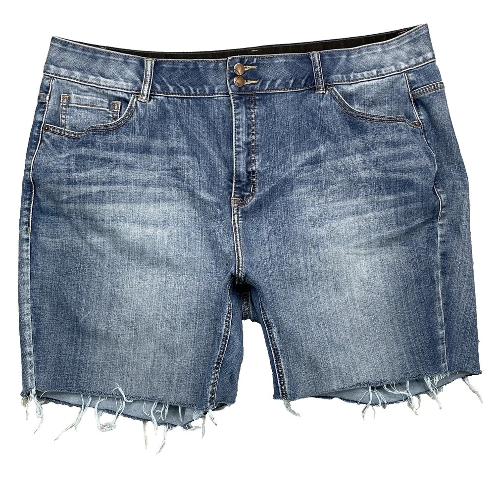 Lane Bryant Jean Short Women's 24 Raw Hem Comfort Chic Daisy Preppy 90's Retro
